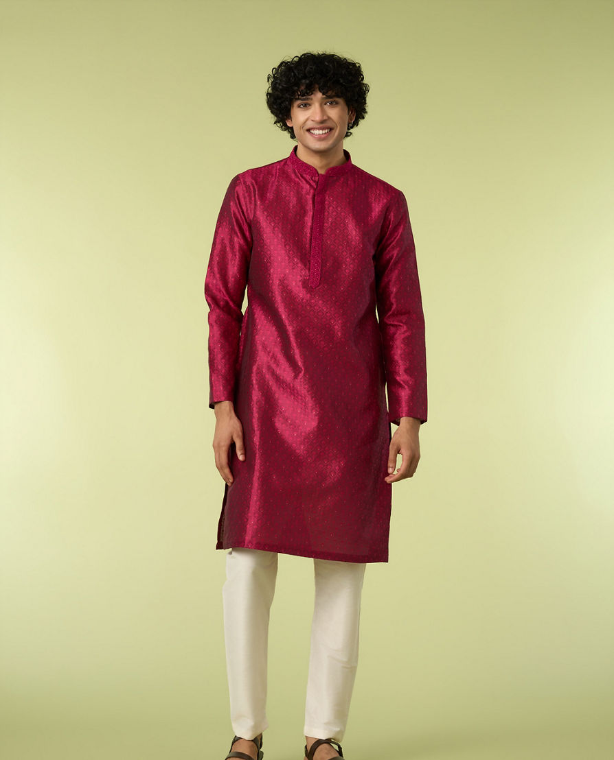 Diwas Men Festive Rani Pink Kurta Pajama
