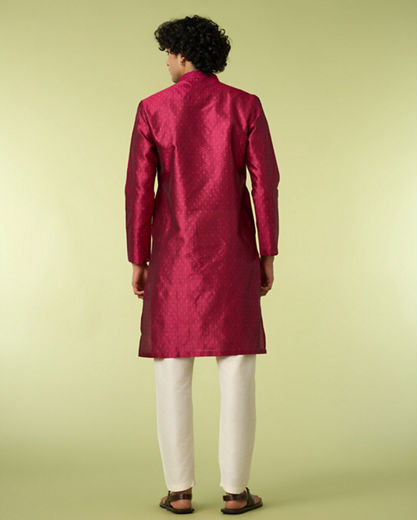 Diwas Men Festive Rani Pink Kurta Pajama