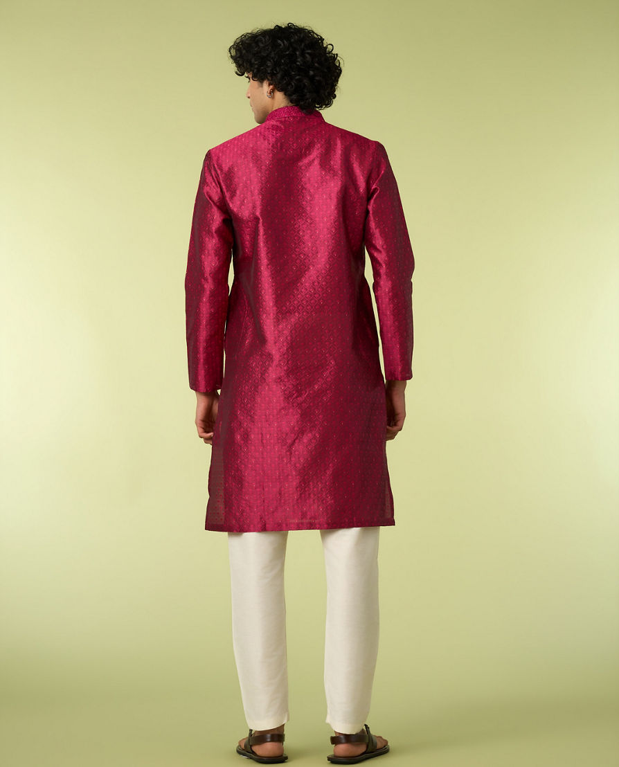 Diwas Men Festive Rani Pink Kurta Pajama