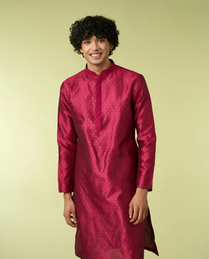 Diwas Men Festive Rani Pink Kurta Pajama