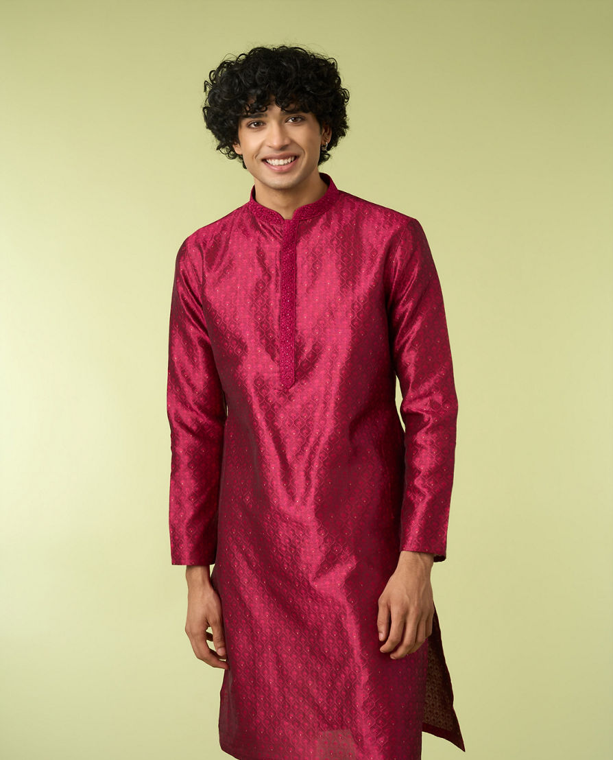 Diwas Men Festive Rani Pink Kurta Pajama