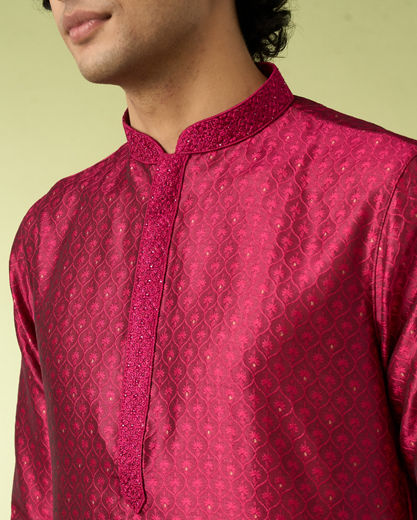 Diwas Men Festive Rani Pink Kurta Pajama