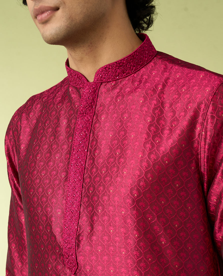 Diwas Men Festive Rani Pink Kurta Pajama