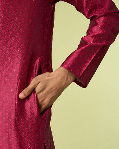 Diwas Men Festive Rani Pink Kurta Pajama