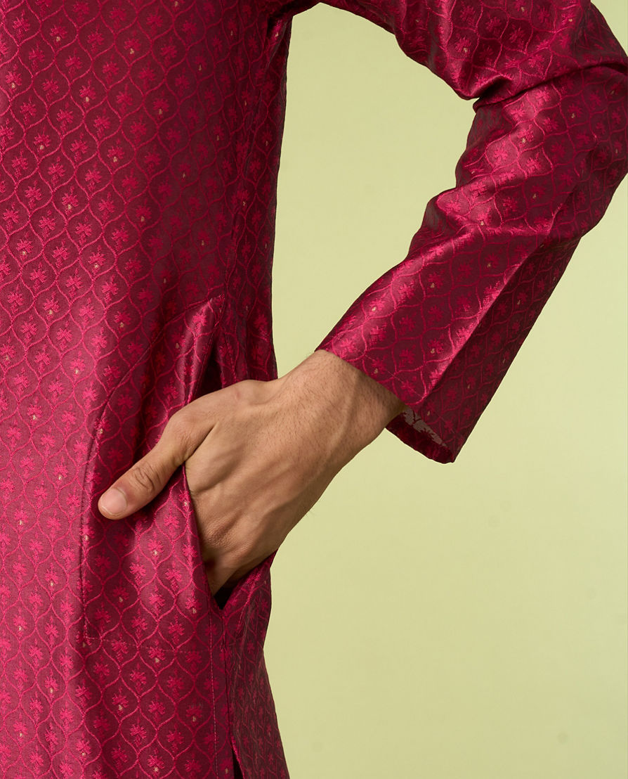 Diwas Men Festive Rani Pink Kurta Pajama