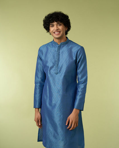 Diwas Men Mid Blue Delight Kurta Pajama