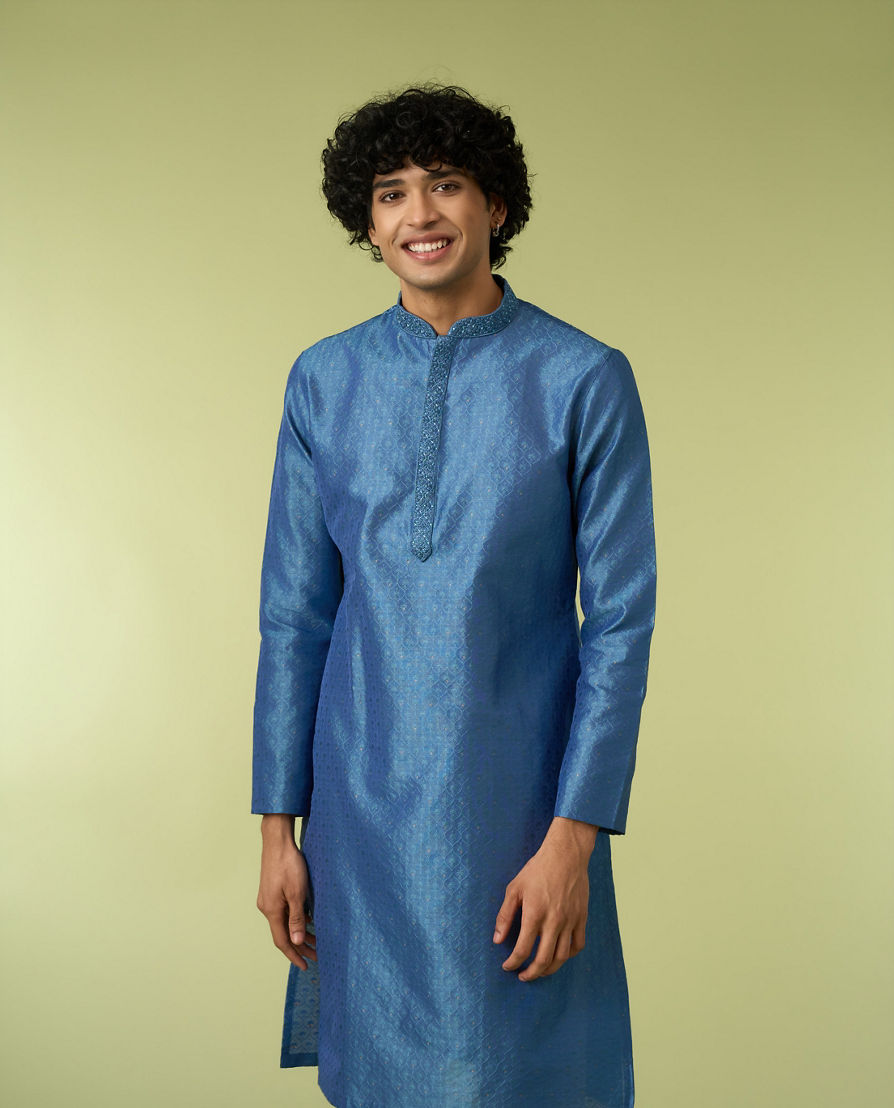 Diwas Men Mid Blue Delight Kurta Pajama