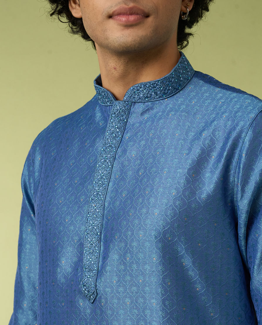 Diwas Men Mid Blue Delight Kurta Pajama