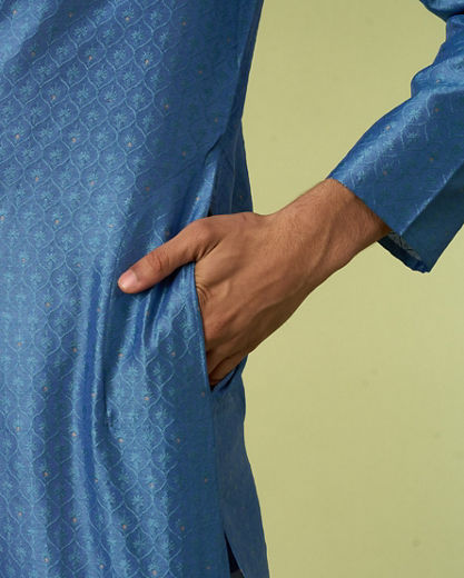 Diwas Men Mid Blue Delight Kurta Pajama