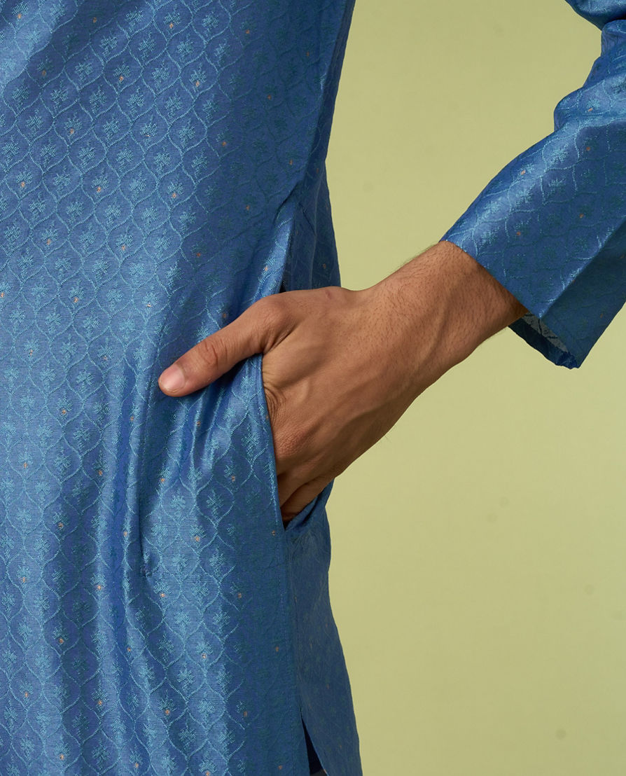 Diwas Men Mid Blue Delight Kurta Pajama