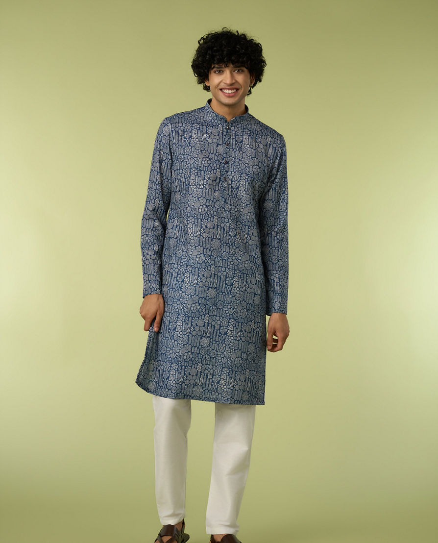 Diwas Men Dark Blue Engaging Elegance Kurta Pajama