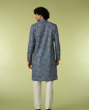 Diwas Men Dark Blue Engaging Elegance Kurta Pajama