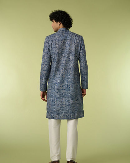 Diwas Men Dark Blue Engaging Elegance Kurta Pajama