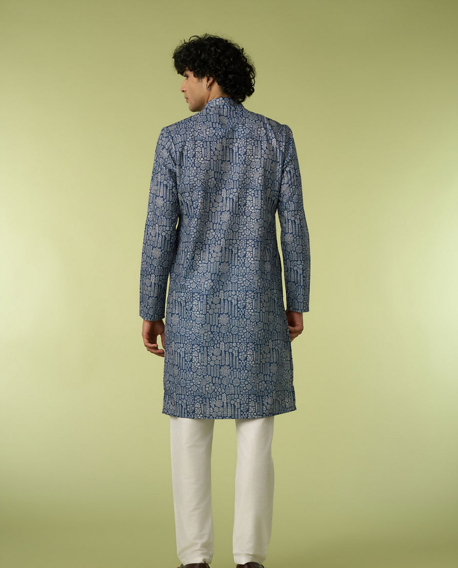 Diwas Men Dark Blue Engaging Elegance Kurta Pajama