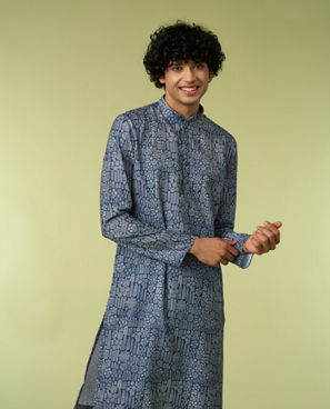 Diwas Men Dark Blue Engaging Elegance Kurta Pajama