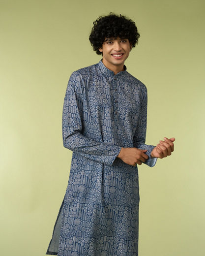 Diwas Men Dark Blue Engaging Elegance Kurta Pajama