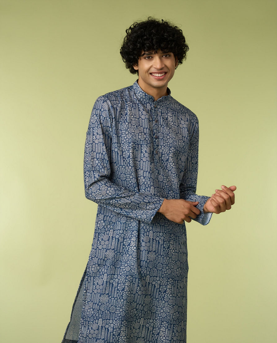 Diwas Men Dark Blue Engaging Elegance Kurta Pajama