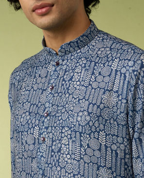 Diwas Men Dark Blue Engaging Elegance Kurta Pajama