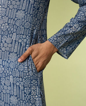 Diwas Men Dark Blue Engaging Elegance Kurta Pajama