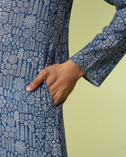 Diwas Men Dark Blue Engaging Elegance Kurta Pajama