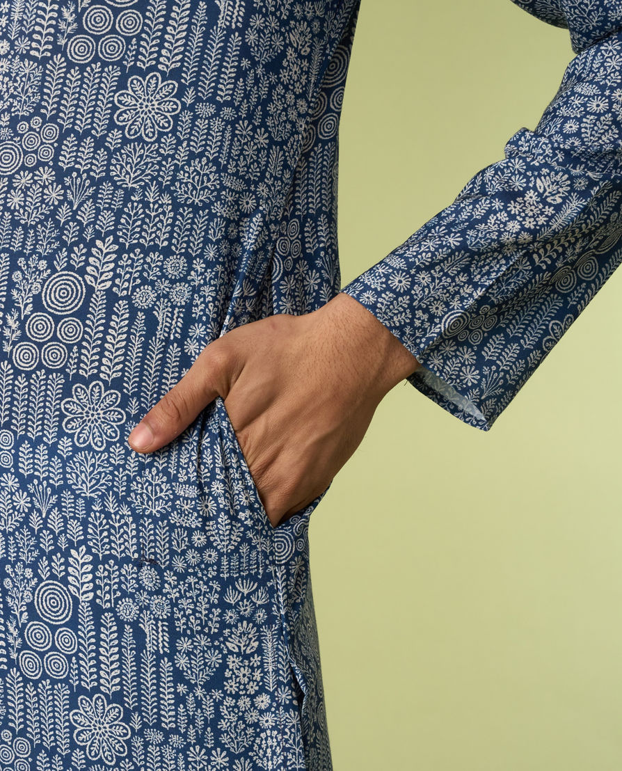 Diwas Men Dark Blue Engaging Elegance Kurta Pajama