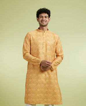 Diwas Men Mustard Elegance Kurta Pajama