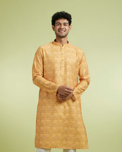 Diwas Men Mustard Elegance Kurta Pajama