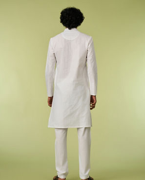 Diwas Men White Cotton Festival Kurta Pajama