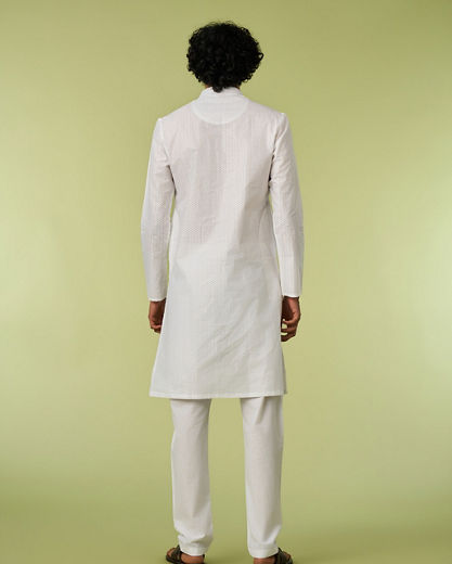 Diwas Men White Cotton Festival Kurta Pajama