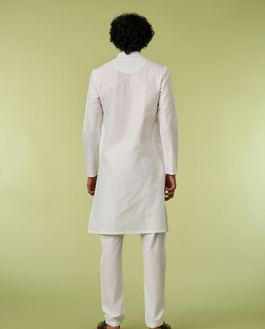 Diwas Men White Cotton Festival Kurta Pajama