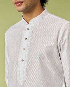 Diwas Men White Cotton Festival Kurta Pajama