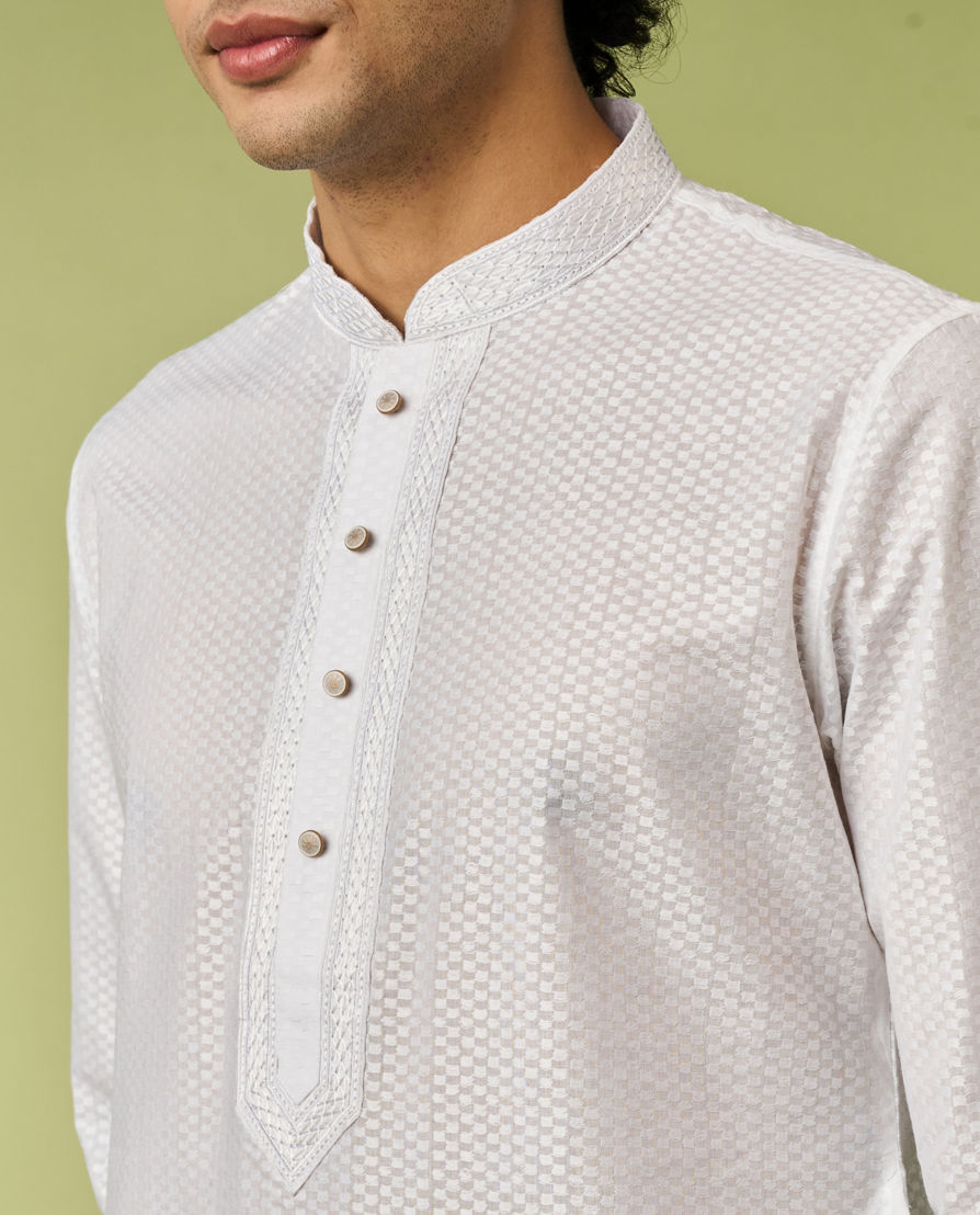 Diwas Men White Cotton Festival Kurta Pajama
