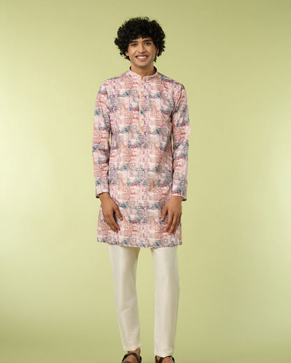 Diwas Men Pristine Peach Kurta Pajama