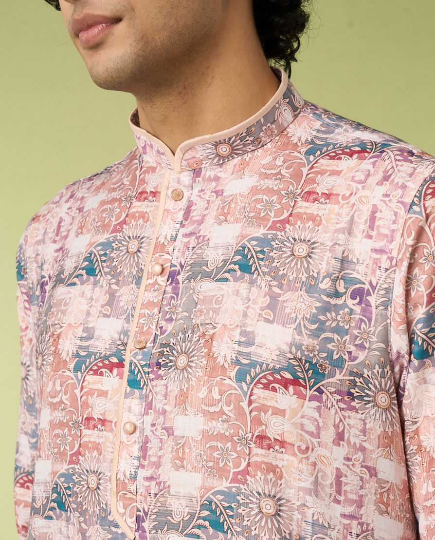 Diwas Men Pristine Peach Kurta Pajama