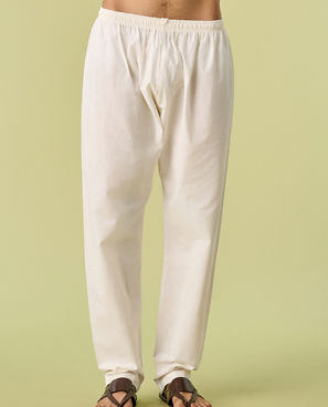Diwas Men Cream Blended Viscose Kurta Pajama with Embroidery