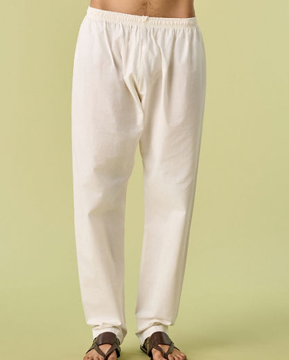 Diwas Men Cream Blended Viscose Kurta Pajama with Embroidery