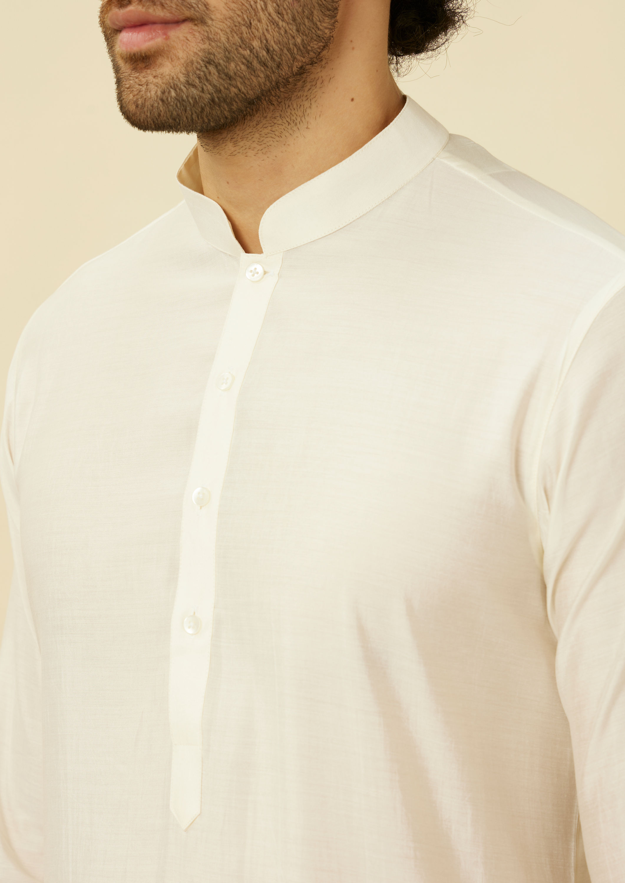 Twamev Men Dazzling White Kurta Jacket Set