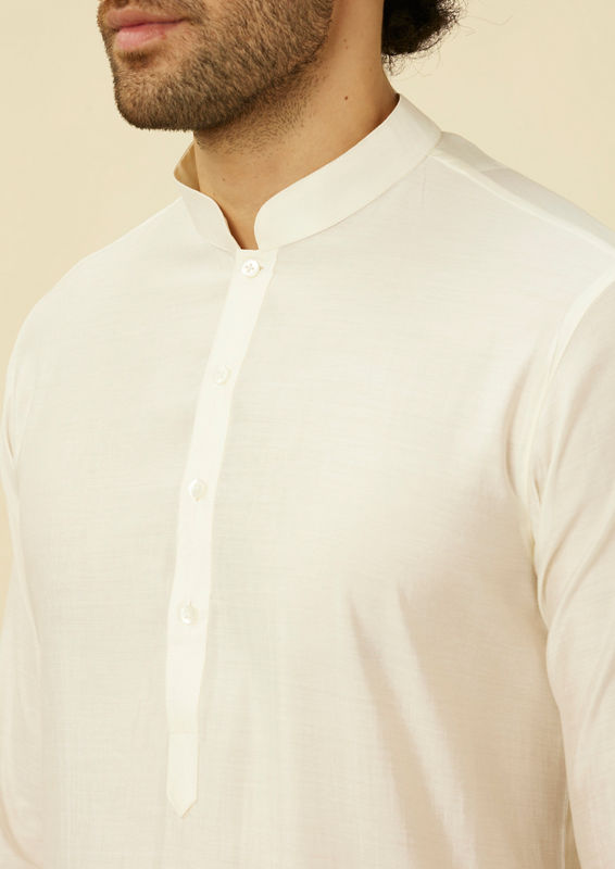Twamev Men Dazzling White Kurta Jacket Set