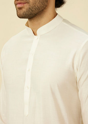 alt message - Twamev Men Dazzling White Kurta Jacket Set image number 2