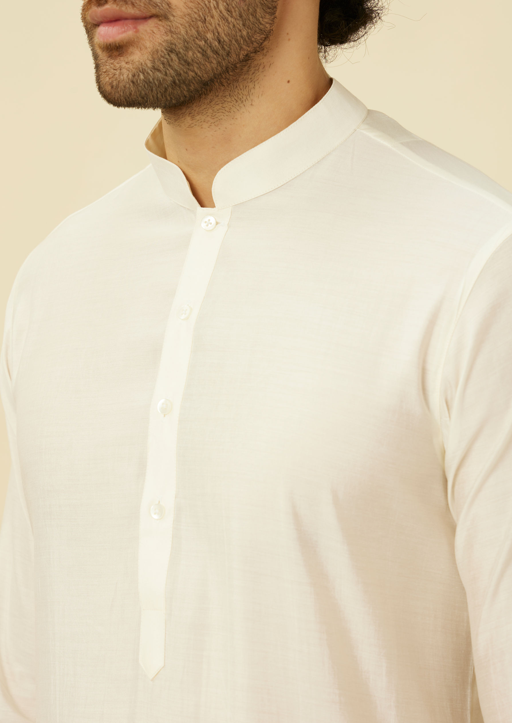 Twamev Men Dazzling White Kurta Jacket Set