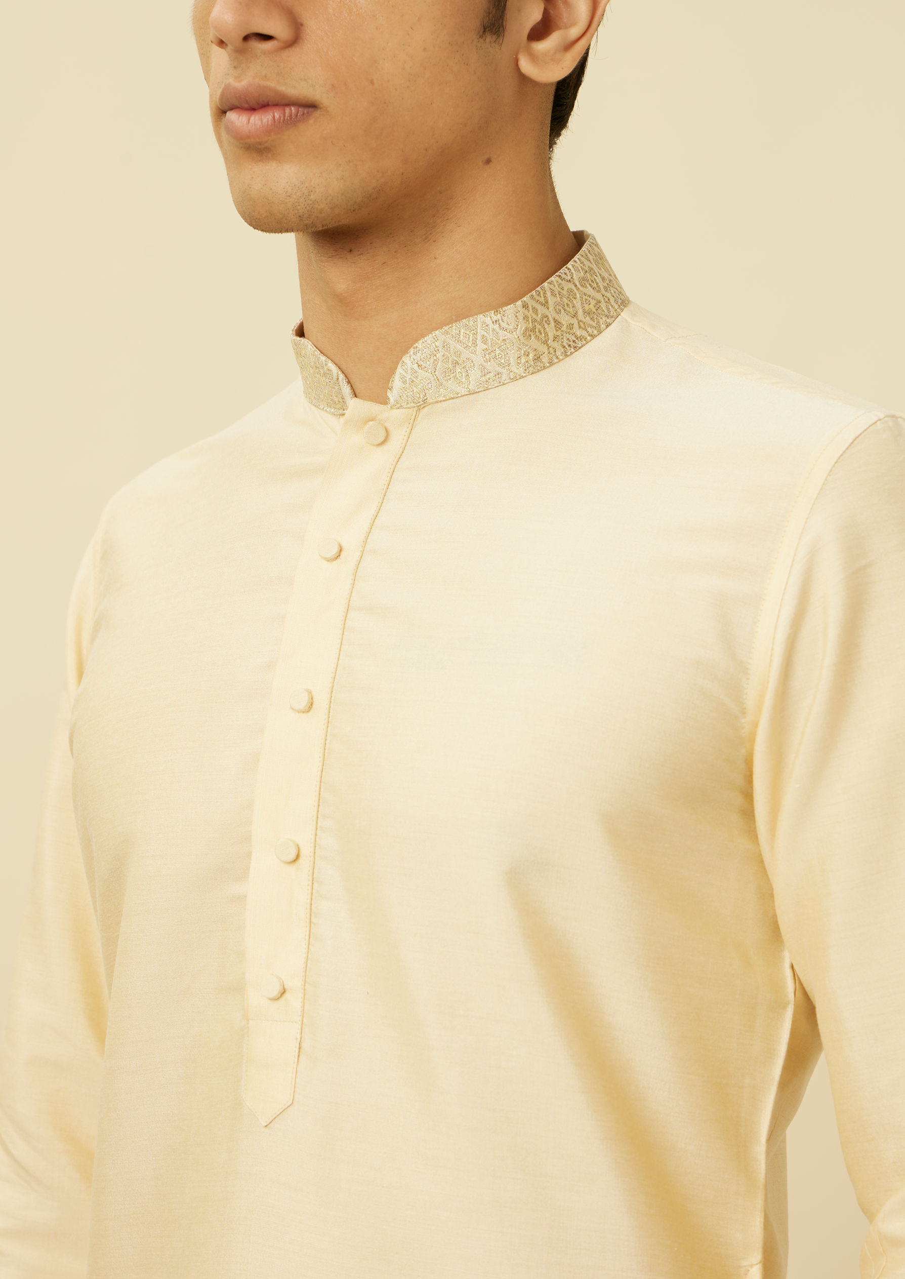 Twamev Men Biscuit Woven Kurta Jacket Set image number 2