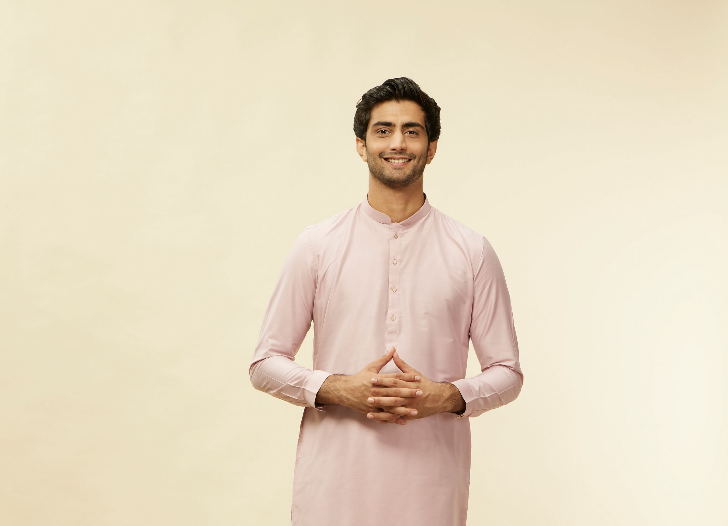 Twamev Men Rani Pink Imperial Paisley Patterned Kurta Jacket Set