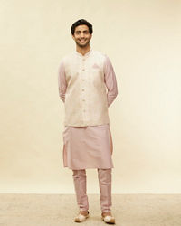 Twamev Men Rani Pink Imperial Paisley Patterned Kurta Jacket Set
