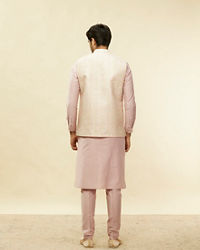 Twamev Men Rani Pink Imperial Paisley Patterned Kurta Jacket Set
