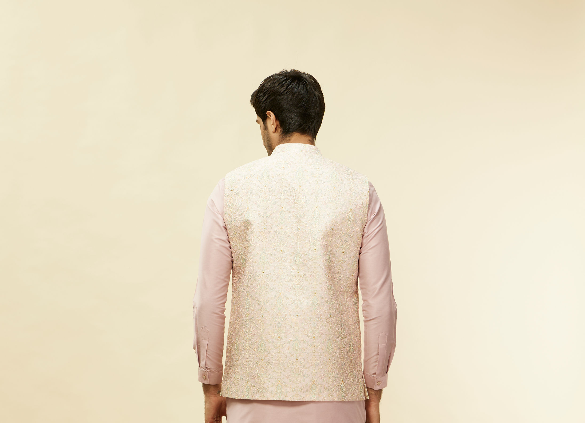 Twamev Men Rani Pink Imperial Paisley Patterned Kurta Jacket Set