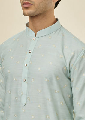 alt message - Twamev Men Aqua Radiance Kurta Jacket Set image number 2