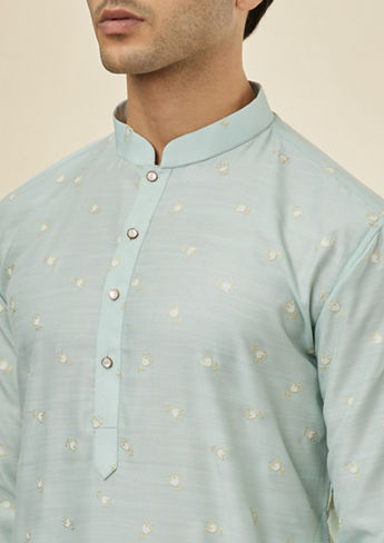 alt message - Twamev Men Aqua Radiance Kurta Jacket Set image number 2