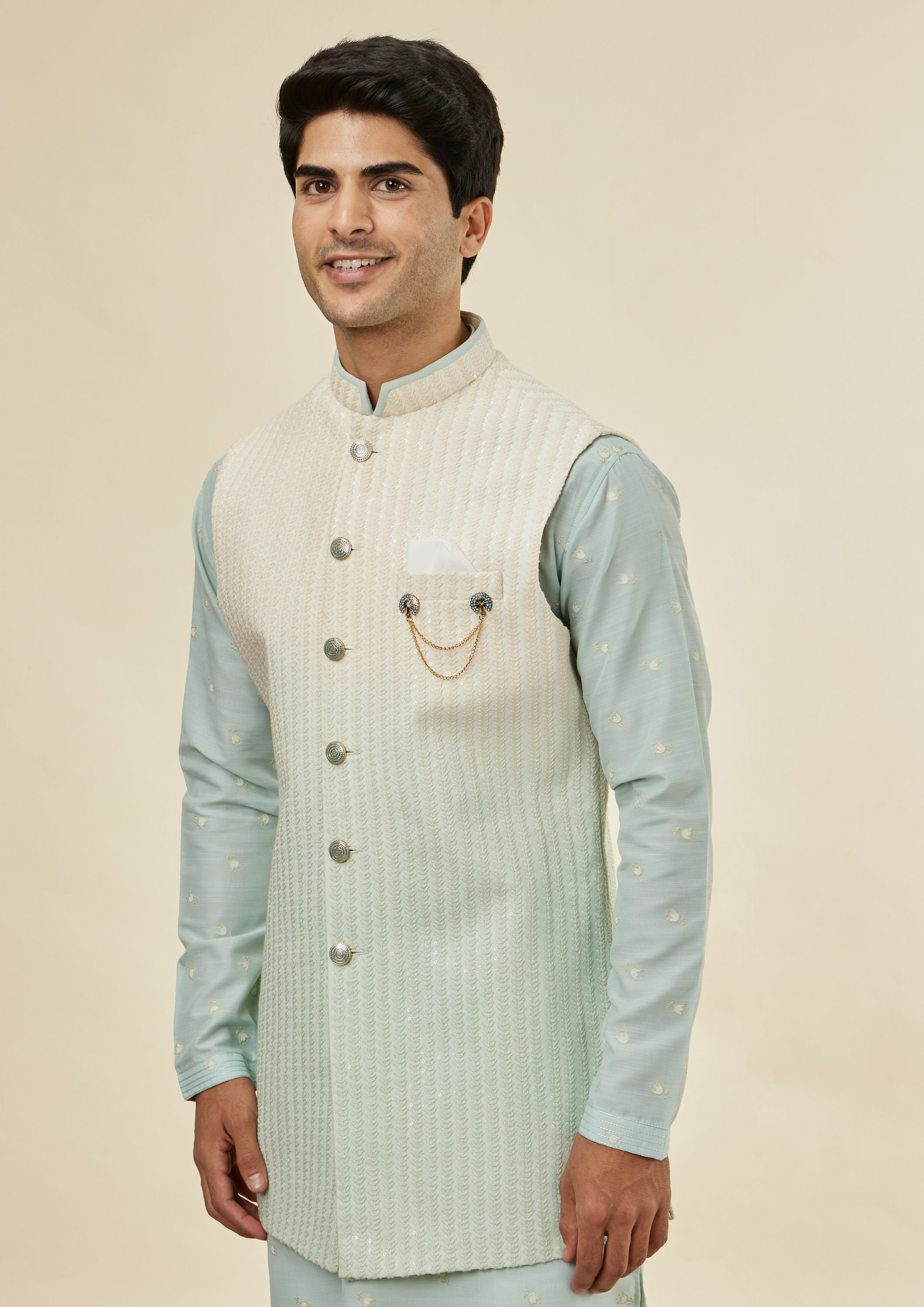 Twamev Men Aqua Radiance Kurta Jacket Set image number 0