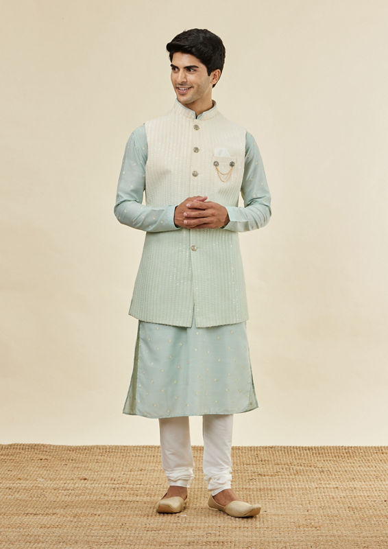 Twamev Men Aqua Radiance Kurta Jacket Set