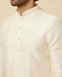 Twamev Men Cream Embroidered Kurta Jacket Set